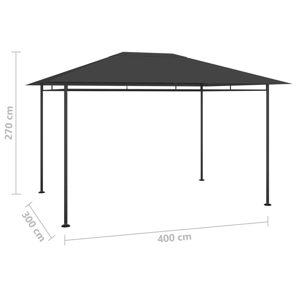 Huvimaja 4x3x2,7 m antrasiitti 180 g/m² - Sisustajankoti.fi