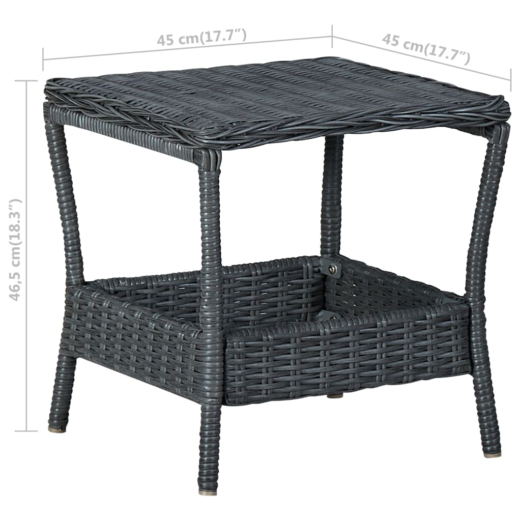 Puutarhapöytä tummanharmaa 45x45x46,5 cm polyrottinki - Sisustajankoti.fi