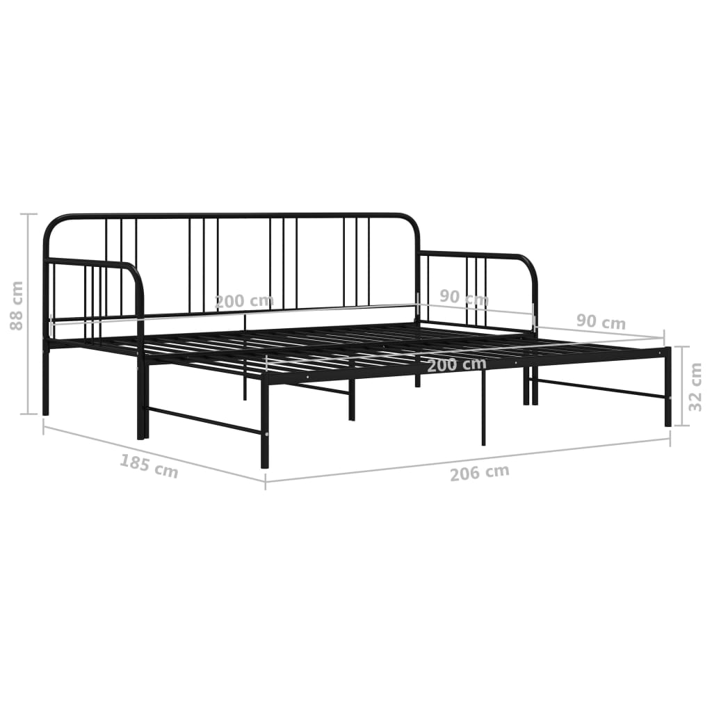 Vuodesohvan runko musta metalli 90x200 cm - Sisustajankoti.fi