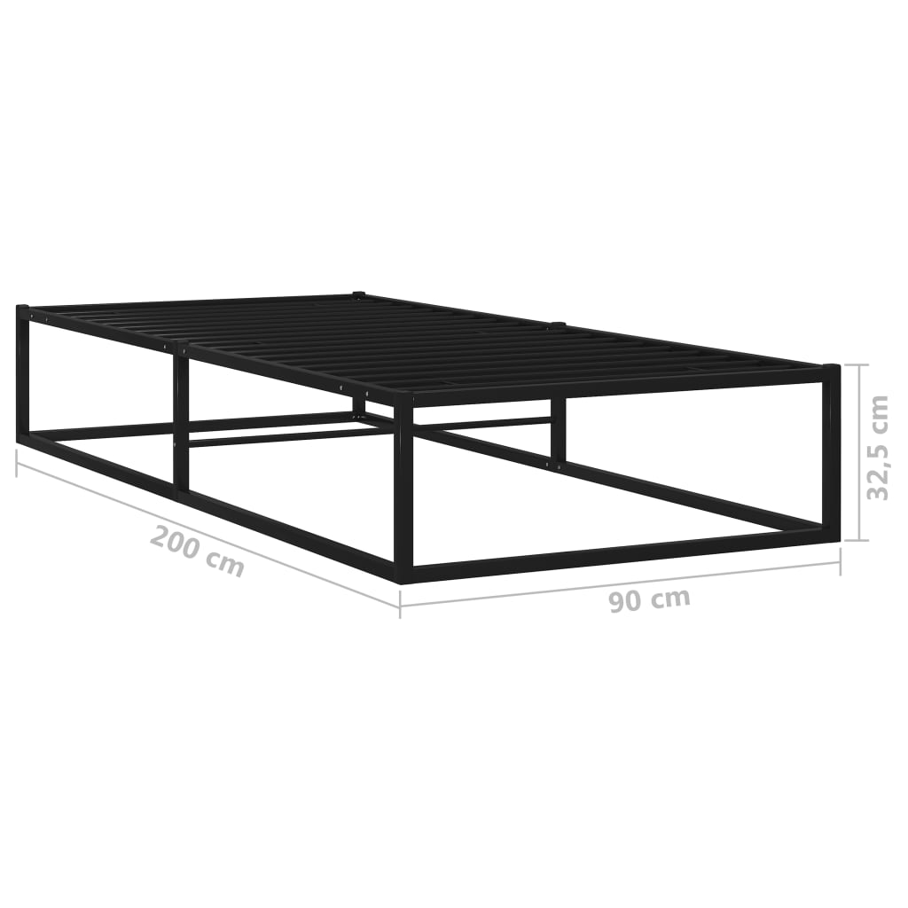Sängynrunko musta metalli 90x200 cm - Sisustajankoti.fi