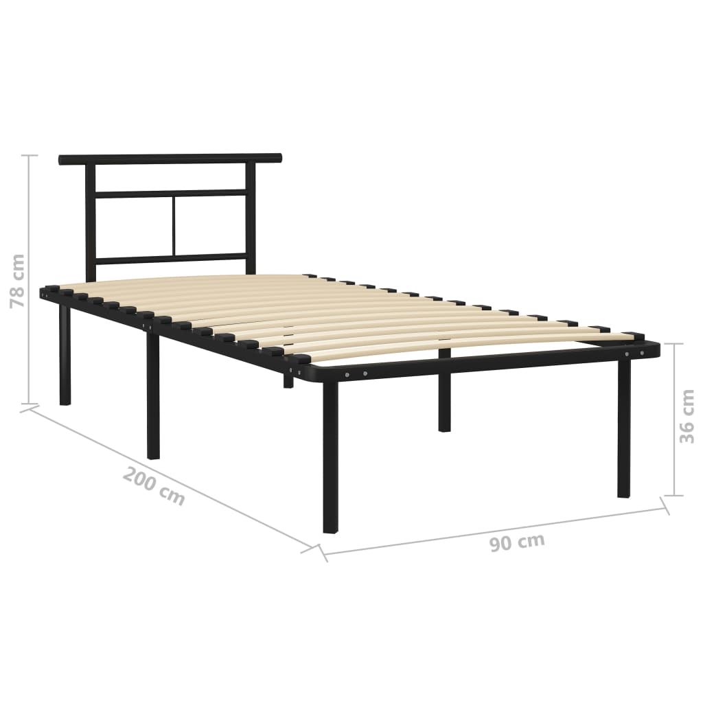 Sängynrunko musta metalli 90x200 cm - Sisustajankoti.fi