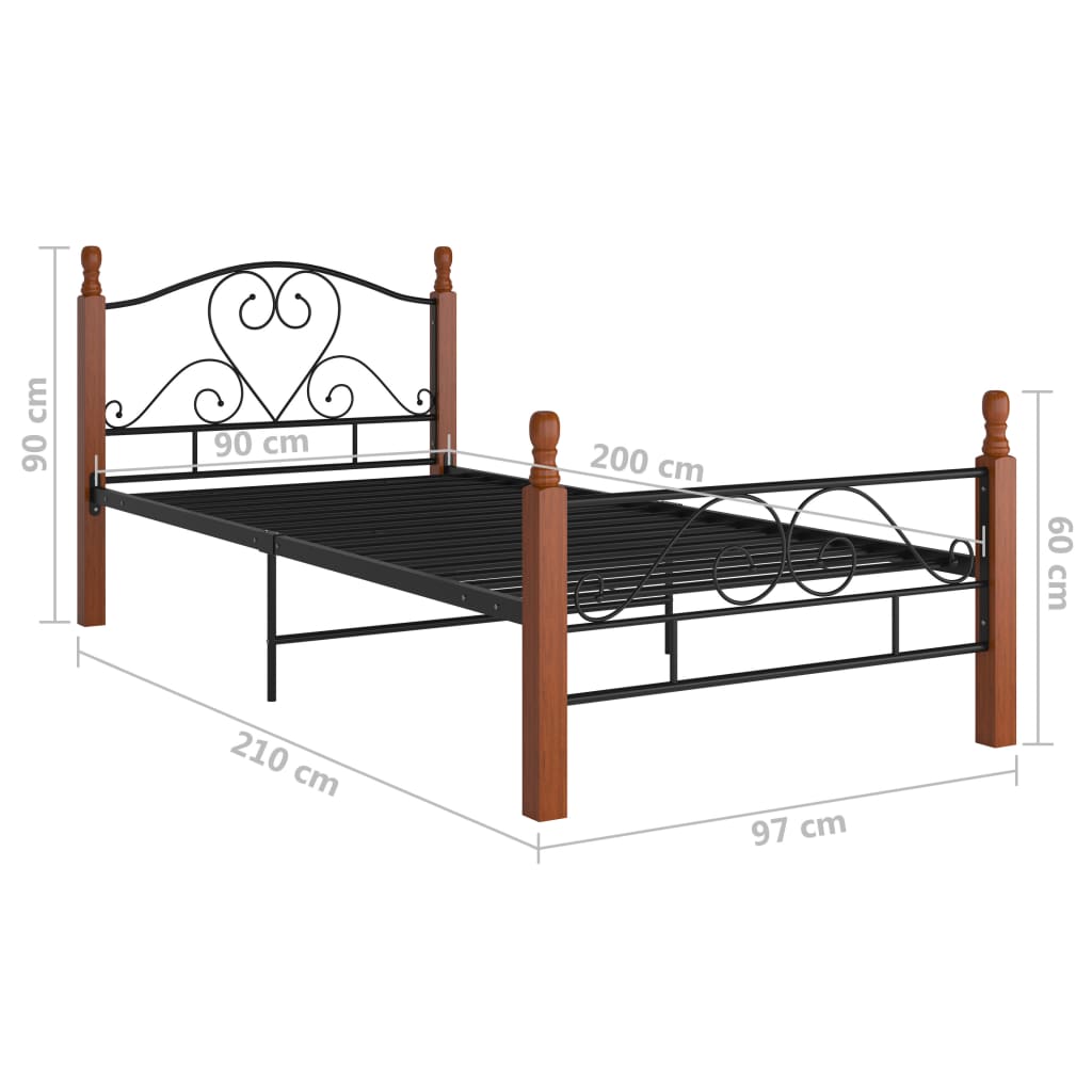 Sängynrunko musta metalli 90x200 cm - Sisustajankoti.fi
