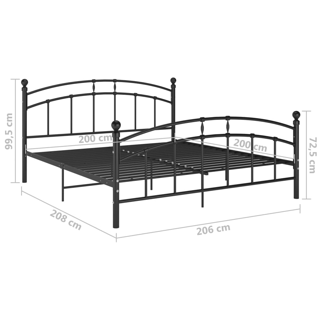 Sängynrunko musta metalli 200x200 cm - Sisustajankoti.fi