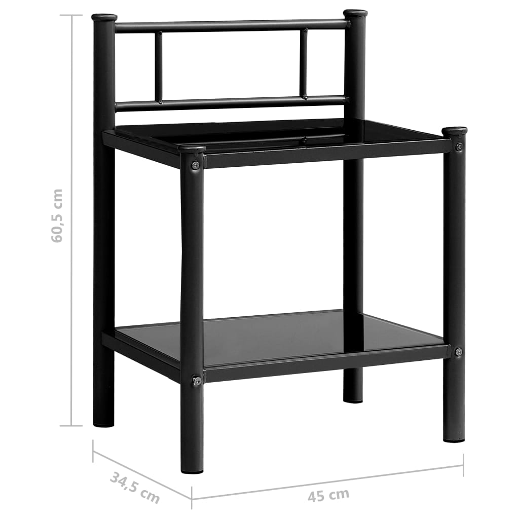 Yöpöytä musta 45x34,5x60,5 cm metalli ja lasi - Sisustajankoti.fi
