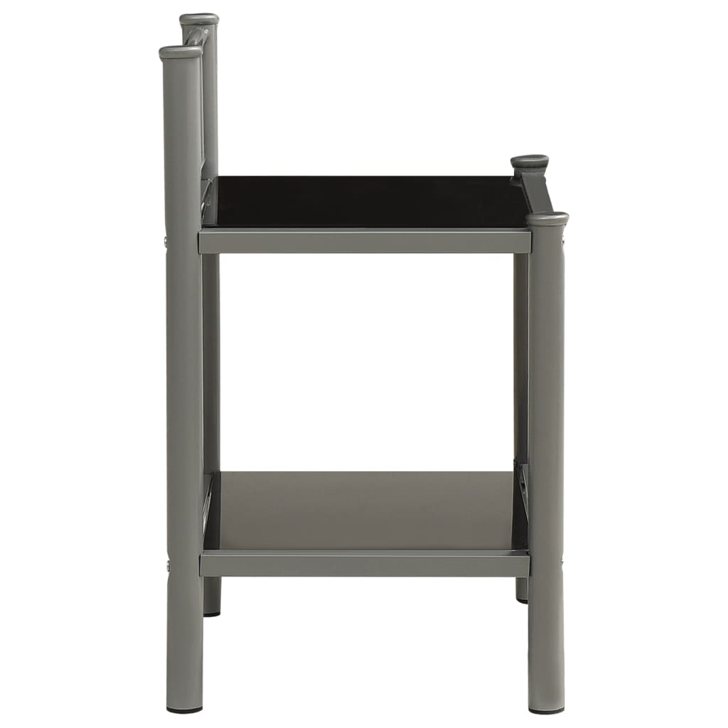 Yöpöytä harmaa ja musta 45x34,5x60,5 cm metalli ja lasi - Sisustajankoti.fi