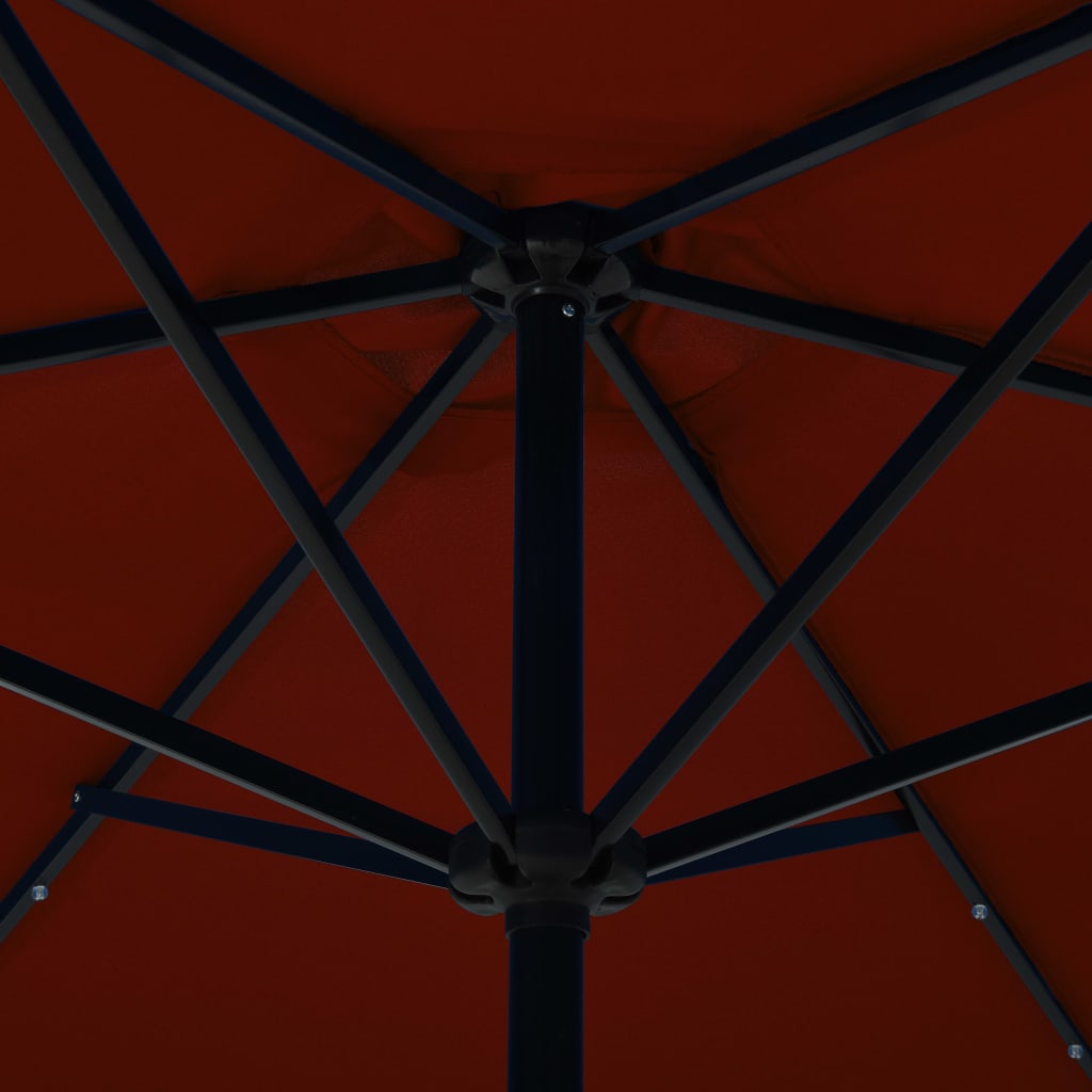 Aurinkovarjo LED-valot terästanko 300 cm terrakotta - Sisustajankoti.fi