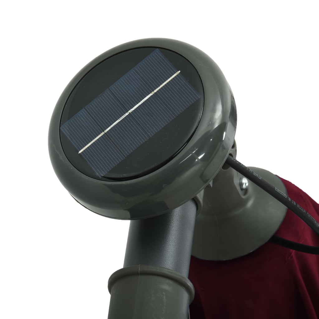 Aurinkovarjo LED-valoilla ja teräspylväällä viininpunainen - Sisustajankoti.fi