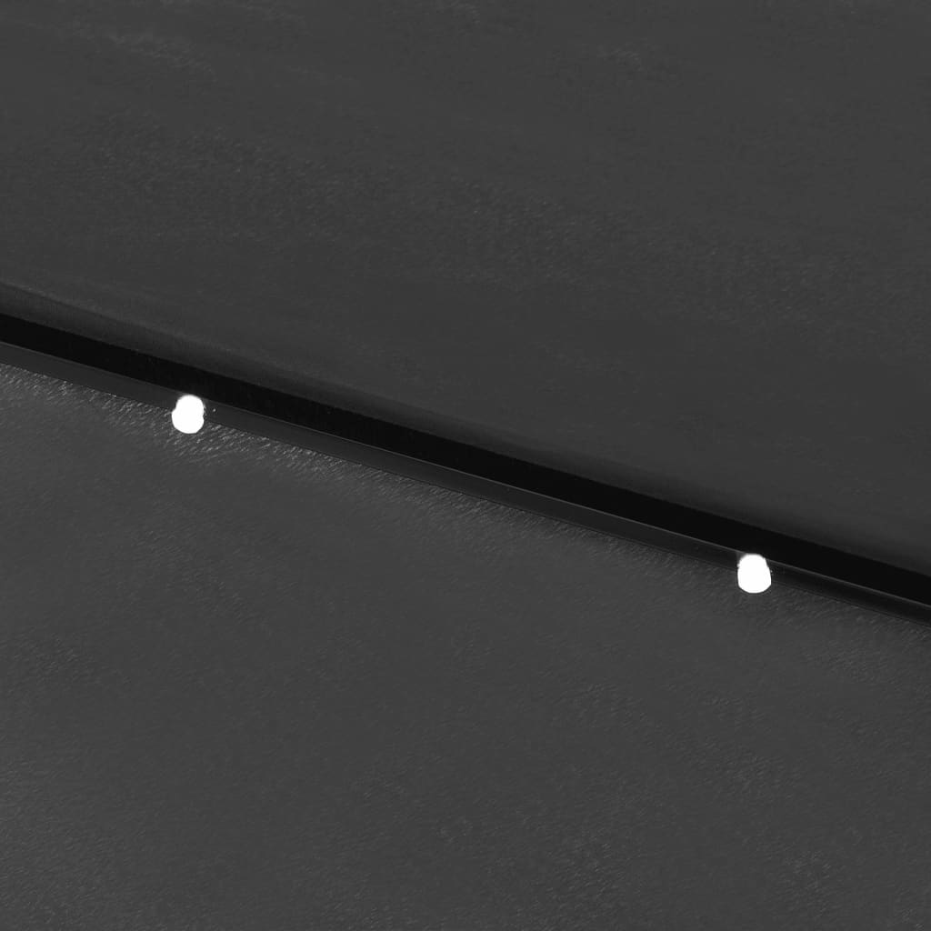 Aurinkovarjo LED-valot ja terästanko 2x3 m antrasiitti - Sisustajankoti.fi