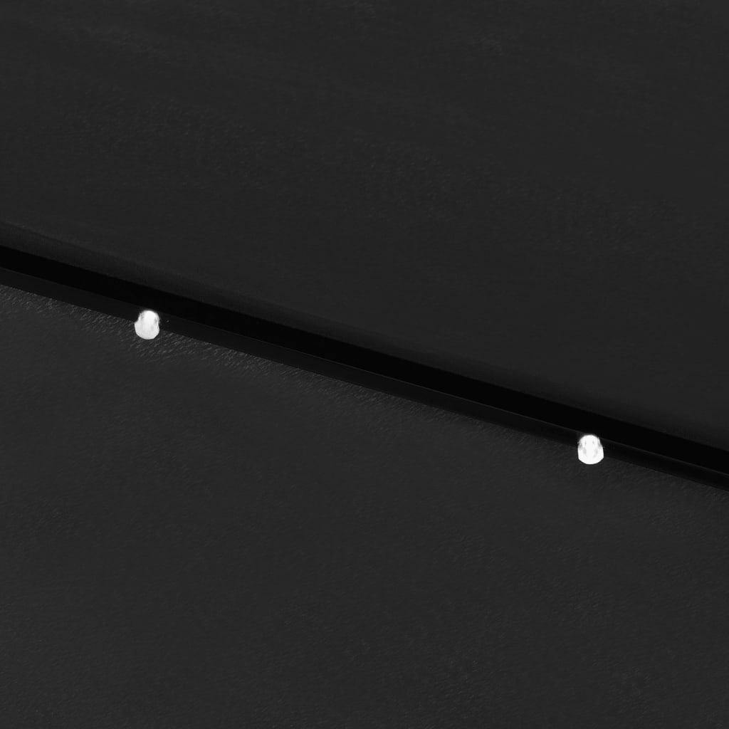 Aurinkovarjo LED-valot ja terästanko 2x3 m musta - Sisustajankoti.fi