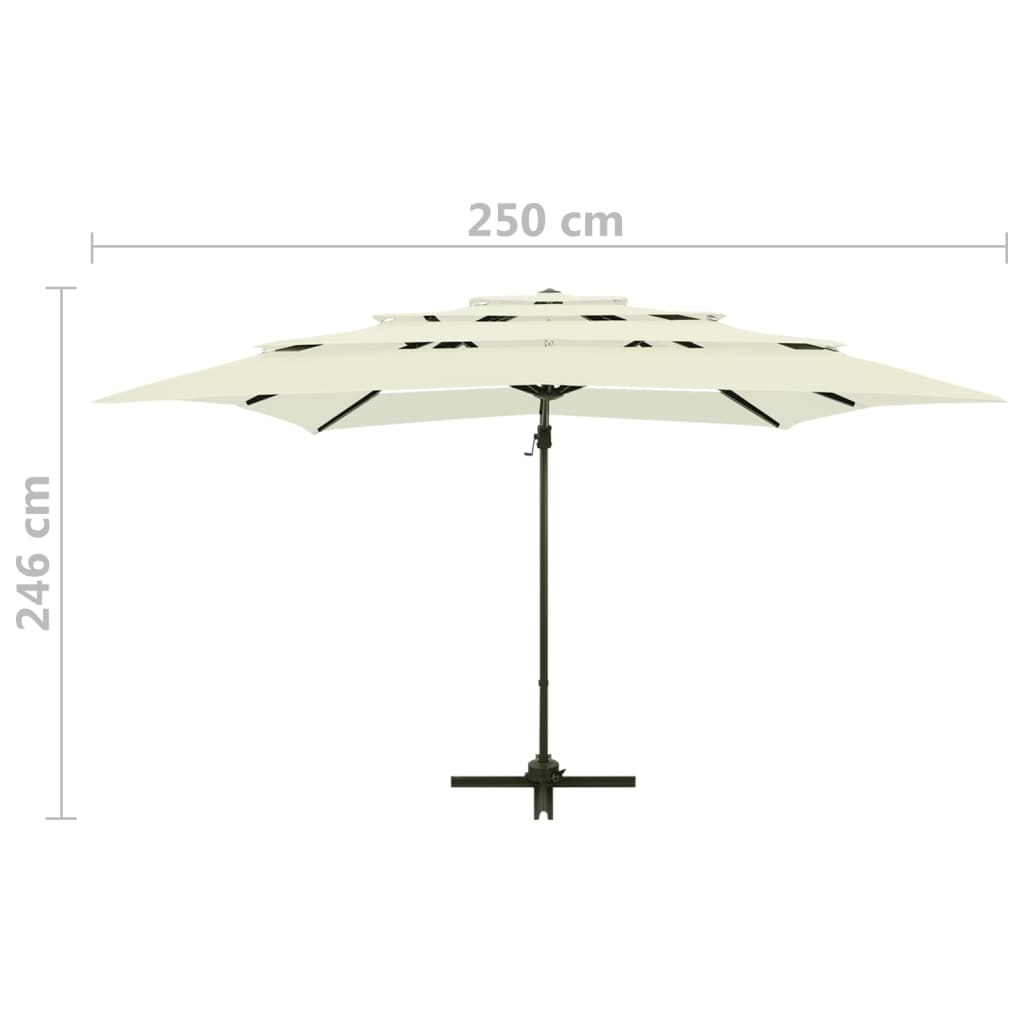 4-tasoinen Aurinkovarjo alumiinitanko hiekka 250x250 cm - Sisustajankoti.fi