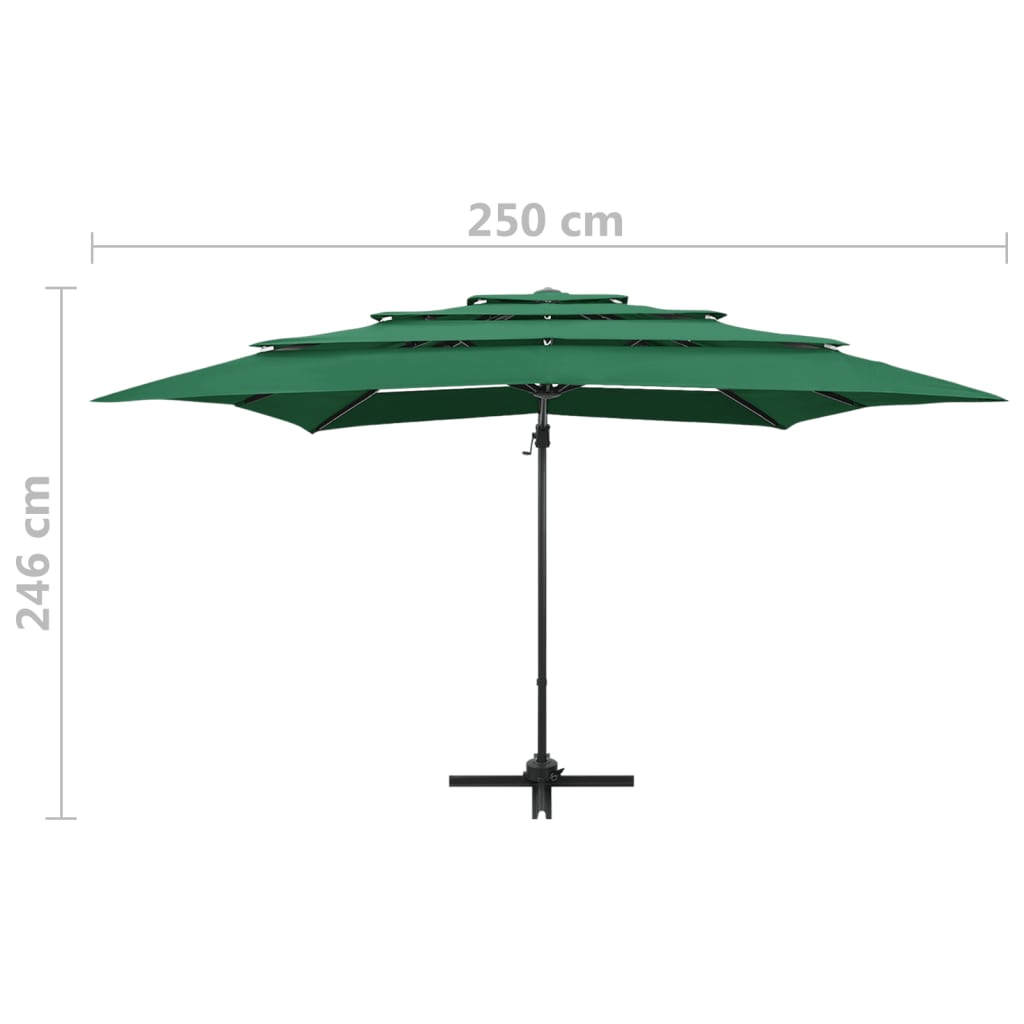 4-tasoinen aurinkovarjo alumiinitanko vihreä 250x250 cm - Sisustajankoti.fi