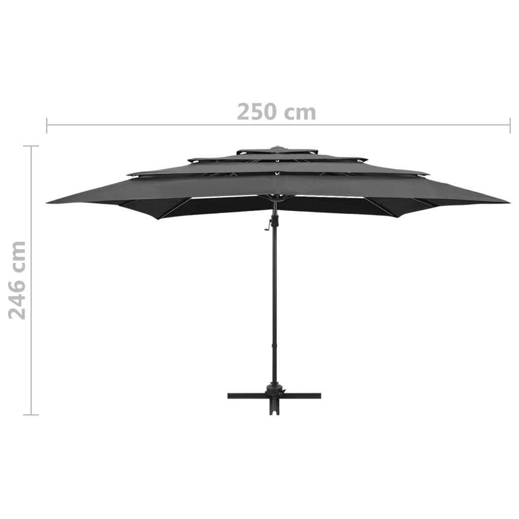 4-tasoinen aurinkovarjo alumiinitanko antrasiitti 250x250 cm - Sisustajankoti.fi