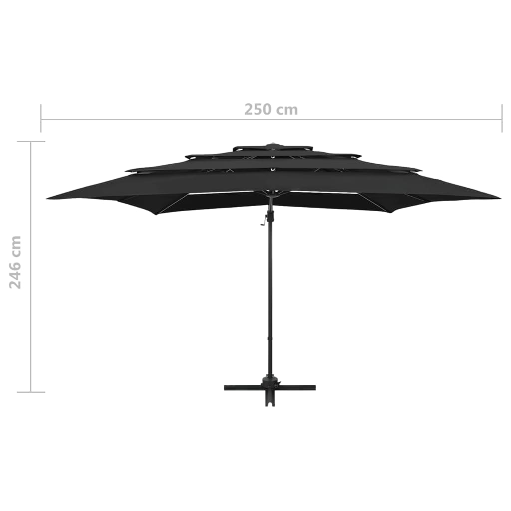 4-tasoinen Aurinkovarjo alumiinitanko musta 250x250 cm - Sisustajankoti.fi