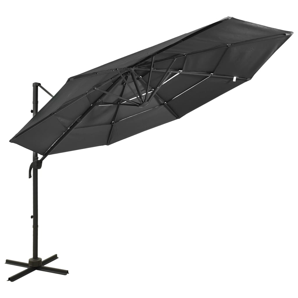 4-tasoinen aurinkovarjo alumiinitanko antrasiitti 3x3 m - Sisustajankoti.fi