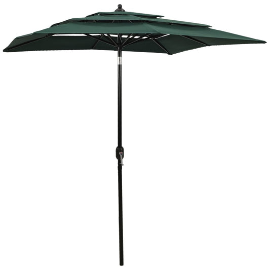 3-tasoinen aurinkovarjo alumiinitanko vihreä 2x2 m - Sisustajankoti.fi