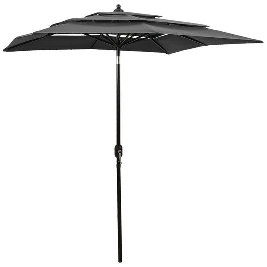 3-tasoinen aurinkovarjo alumiinitanko antrasiitti 2x2 m - Sisustajankoti.fi