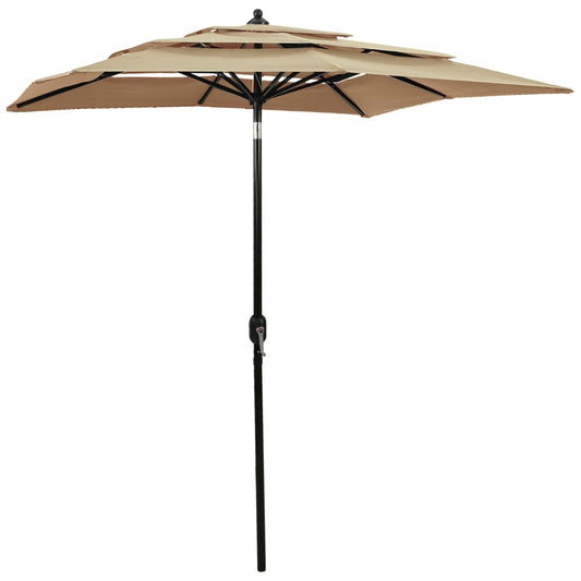 3-tasoinen aurinkovarjo alumiinitanko harmaanruskea 2x2 m - Sisustajankoti.fi