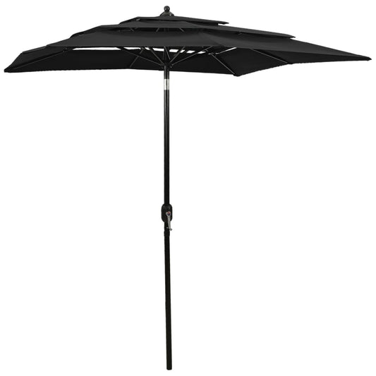 3-tasoinen aurinkovarjo alumiinitanko musta 2x2 m - Sisustajankoti.fi