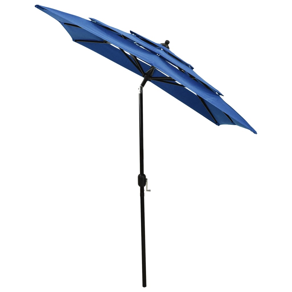 3-tasoinen aurinkovarjo alumiinitanko taivaansininen 2x2 m - Sisustajankoti.fi