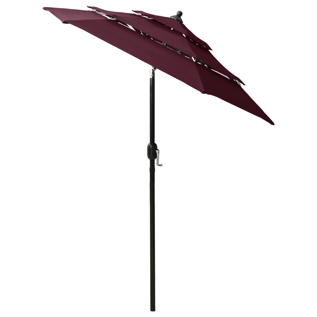 3-tasoinen aurinkovarjo alumiinitanko viininpunainen 2 m - Sisustajankoti.fi