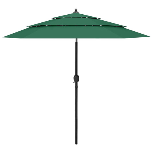 3-tasoinen aurinkovarjo alumiinitanko vihreä 2,5 m - Sisustajankoti.fi