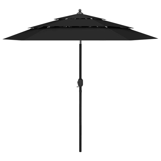 3-tasoinen aurinkovarjo alumiinitanko musta 2,5 m - Sisustajankoti.fi