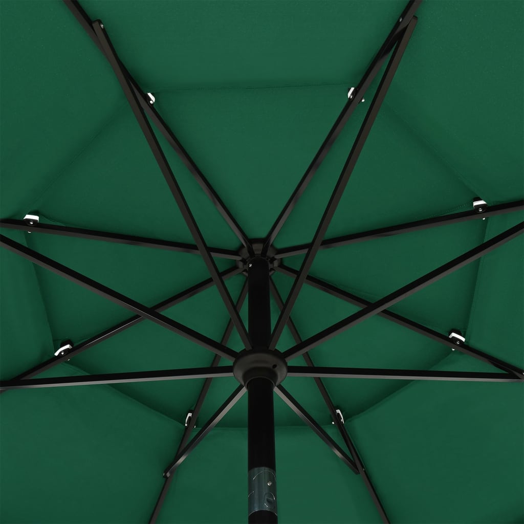 3-tasoinen aurinkovarjo alumiinitanko vihreä 3,5 m - Sisustajankoti.fi