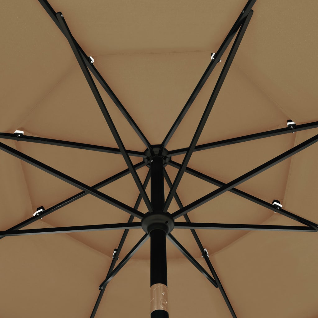 3-tasoinen aurinkovarjo alumiinitanko harmaanruskea 3,5 m - Sisustajankoti.fi