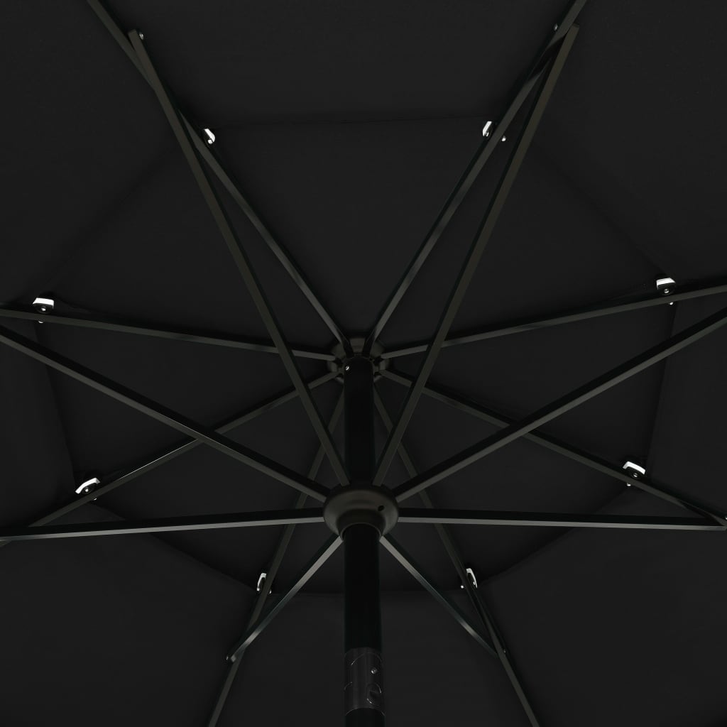 3-tasoinen aurinkovarjo alumiinitanko musta 3,5 m - Sisustajankoti.fi