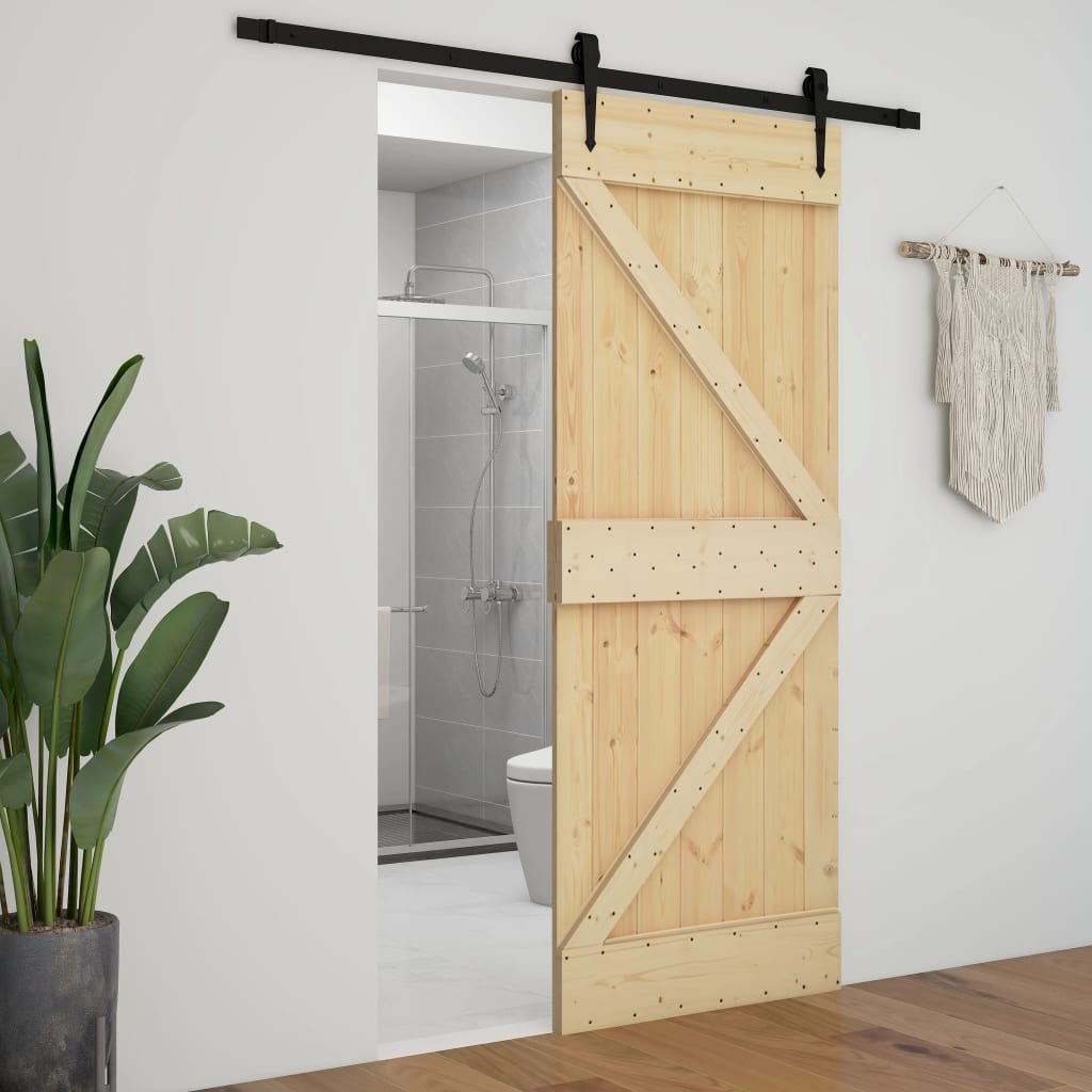 Liukuovi asennustarvikkeineen 80x210 cm täysi mänty - Sisustajankoti.fi