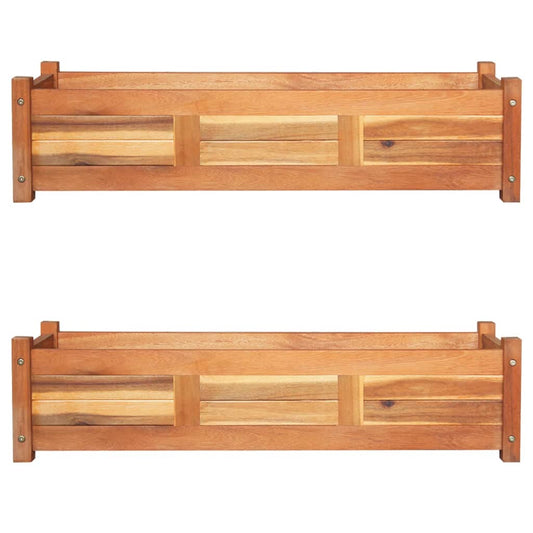 Puutarhan korotetut kukkalaatikot 2 kpl akaasiapuu 100x30x25 cm - Sisustajankoti.fi