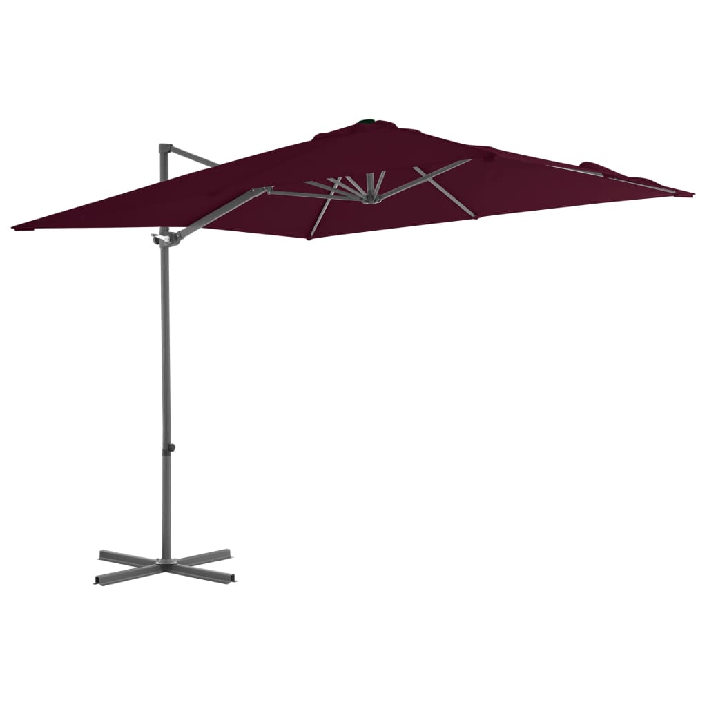 Riippuva aurinkovarjo teräspylväällä viininpunainen 250x250 cm - Sisustajankoti.fi