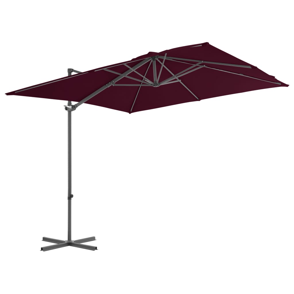 Riippuva aurinkovarjo teräspylväällä viininpunainen 250x250 cm - Sisustajankoti.fi