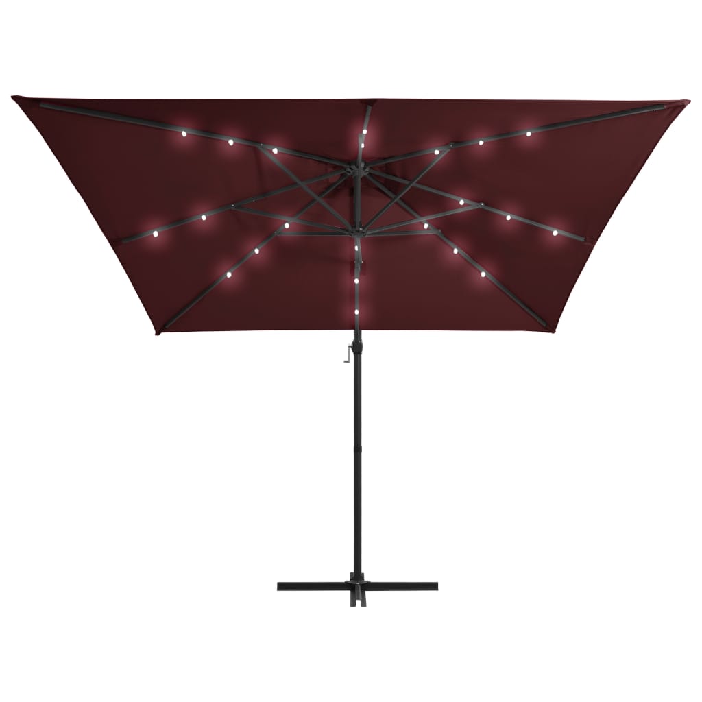 Aurinkovarjo LED-valoilla viininpunainen 250x250 cm - Sisustajankoti.fi