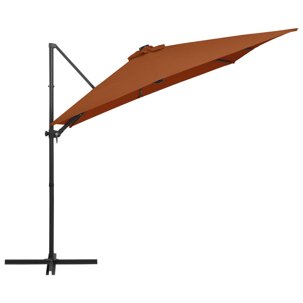 Aurinkovarjo LED-valoilla terrakotta 250x250 cm - Sisustajankoti.fi