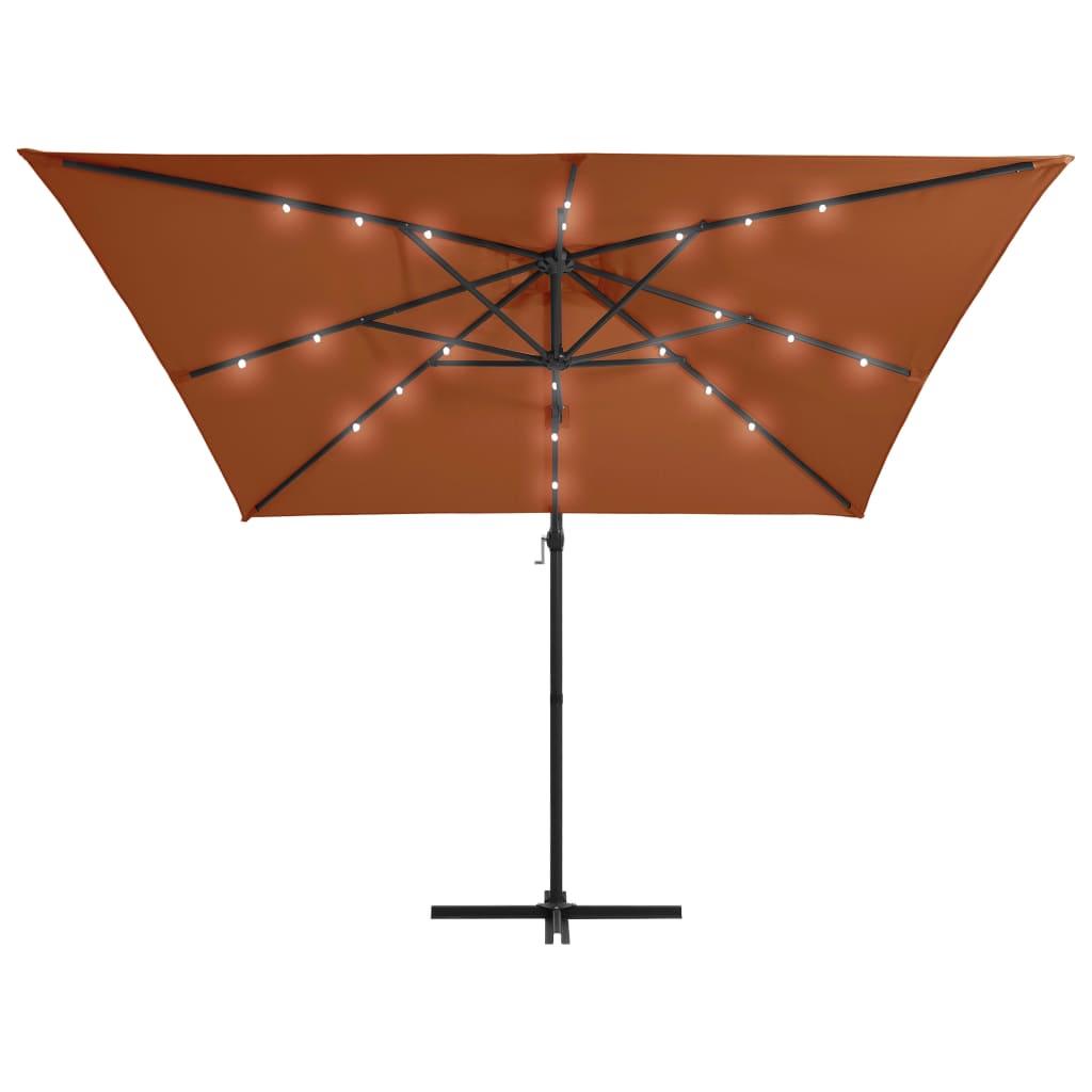 Aurinkovarjo LED-valoilla terrakotta 250x250 cm - Sisustajankoti.fi