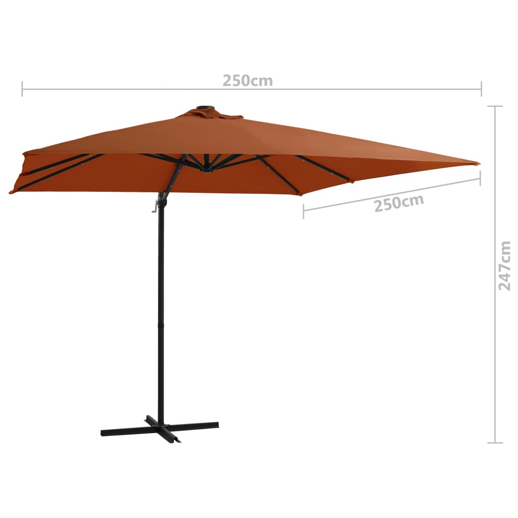 Aurinkovarjo LED-valoilla terrakotta 250x250 cm - Sisustajankoti.fi
