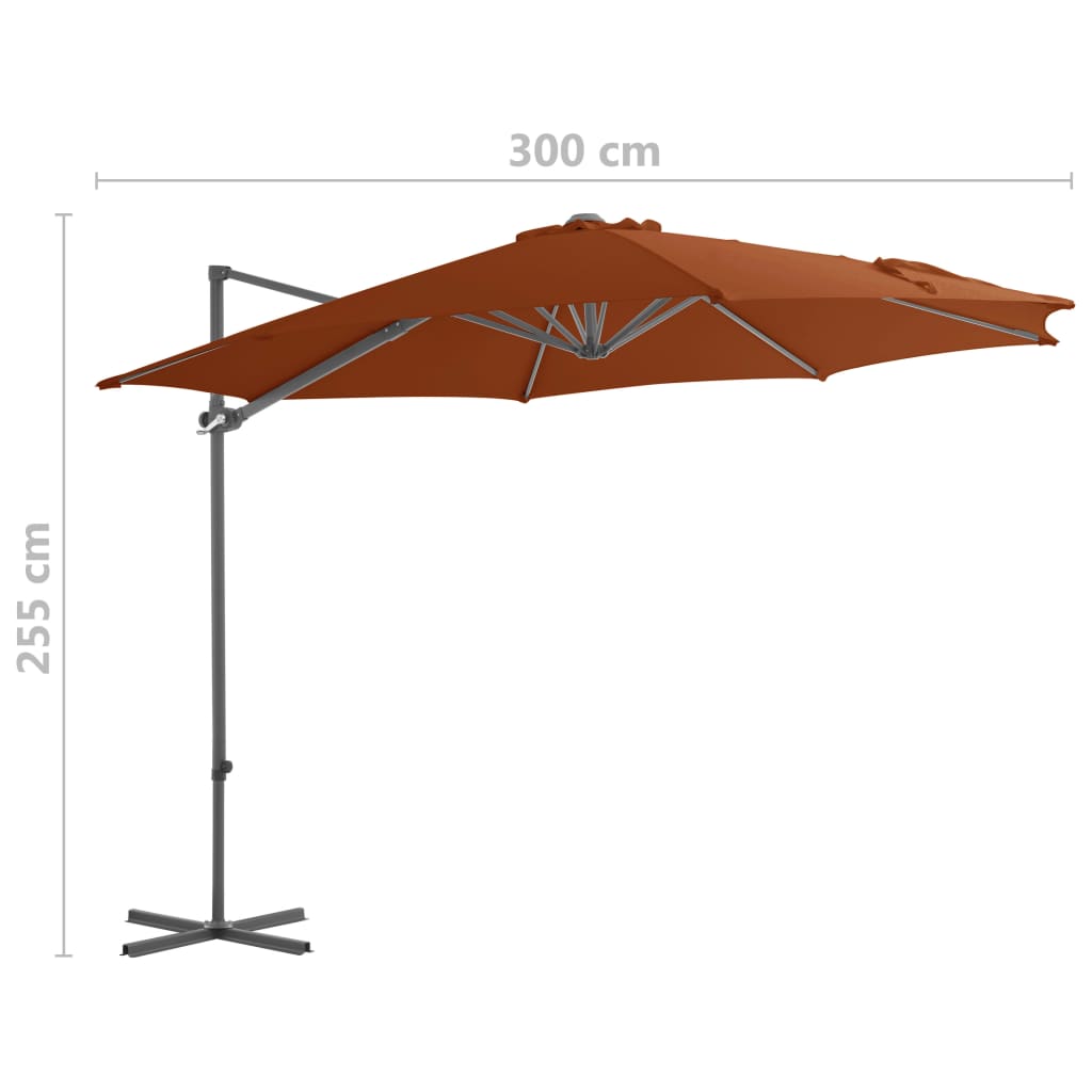 Riippuva aurinkovarjo teräspylväällä terrakotta 300 cm - Sisustajankoti.fi