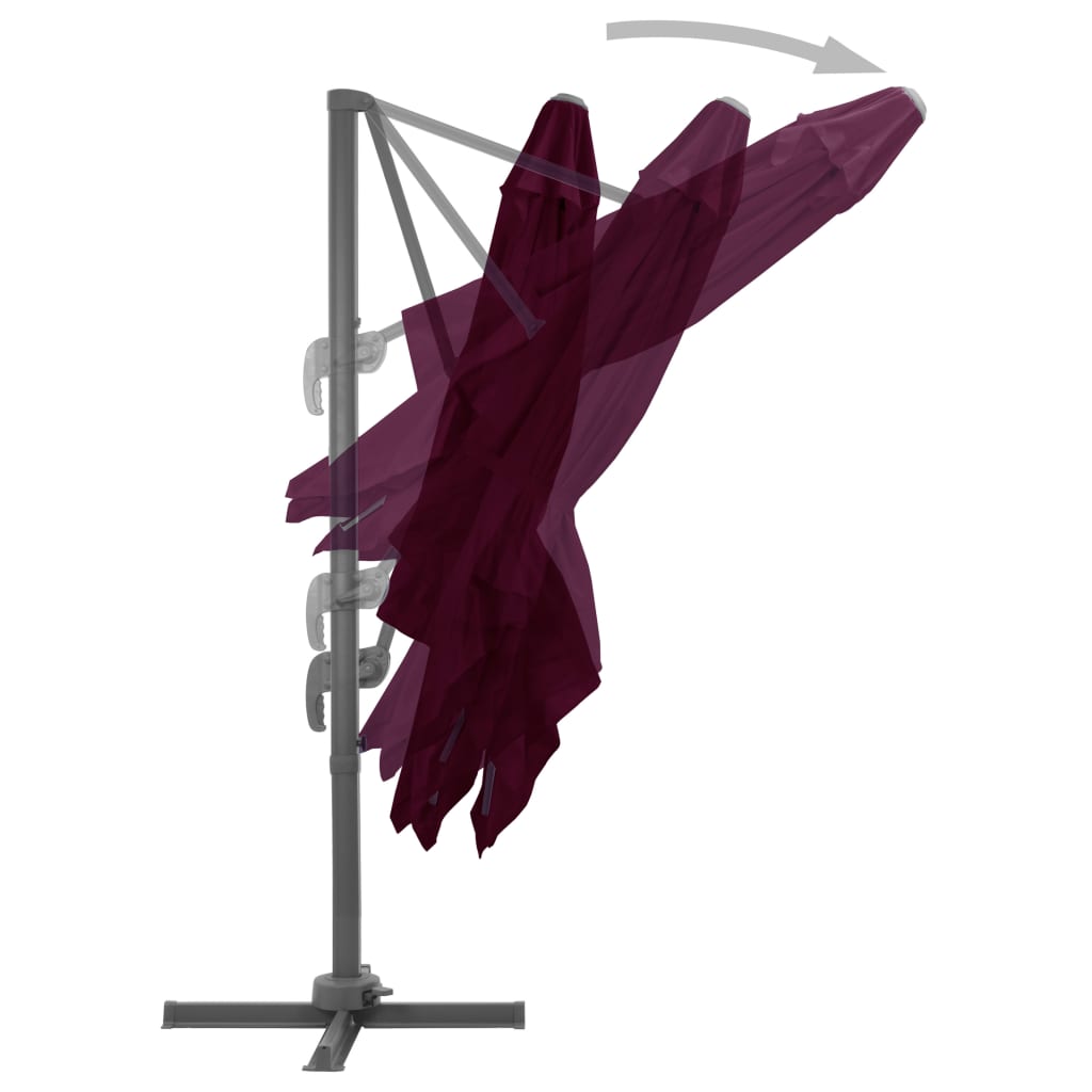 Riippuva aurinkovarjo alumiinipylväällä viininpun. 300x300 cm - Sisustajankoti.fi