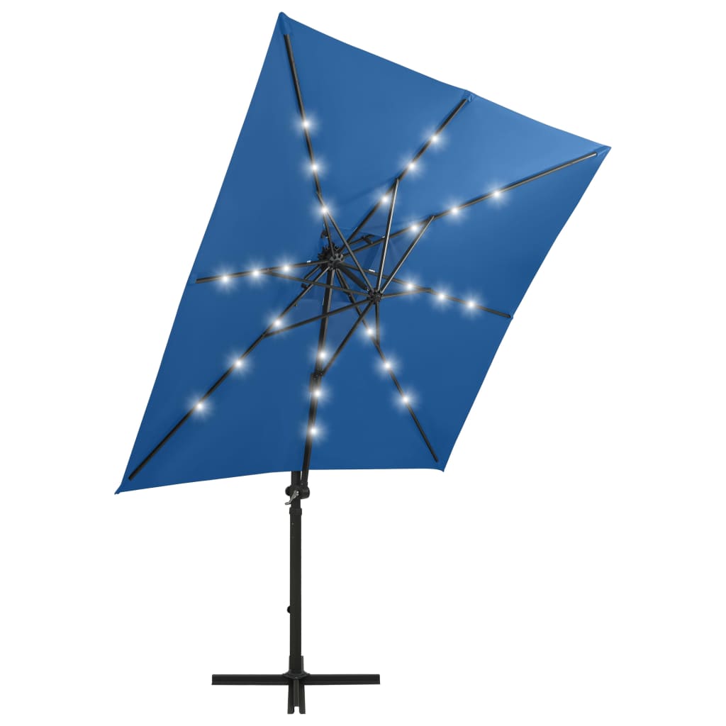Riippuva aurinkovarjo tangolla ja LED-valoilla taivaans. 250 cm - Sisustajankoti.fi