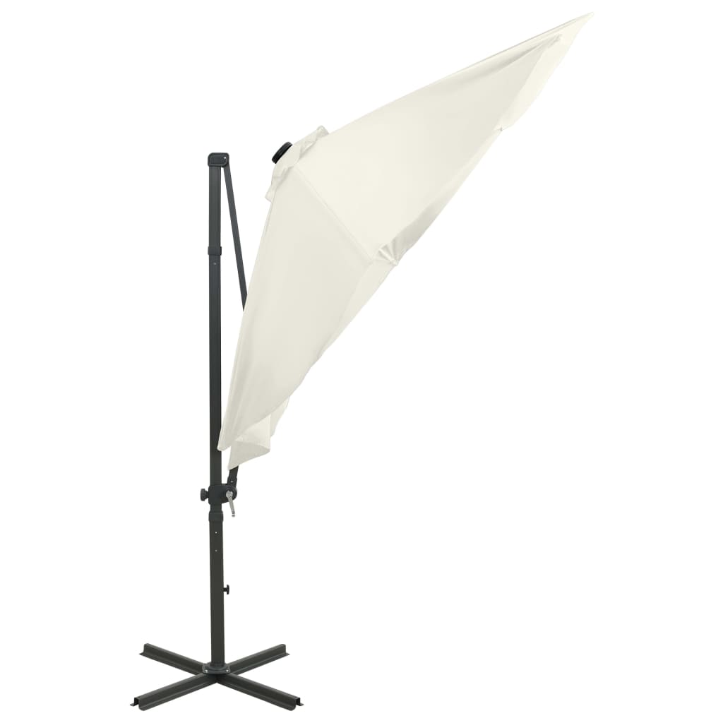 Riippuva aurinkovarjo tangolla ja LED-valoilla hiekka 300 cm - Sisustajankoti.fi
