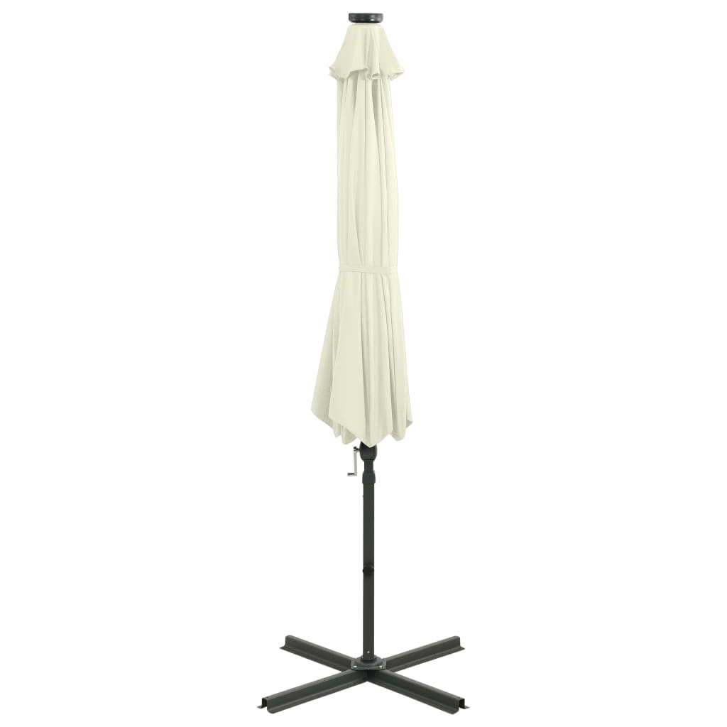 Riippuva aurinkovarjo tangolla ja LED-valoilla hiekka 300 cm - Sisustajankoti.fi