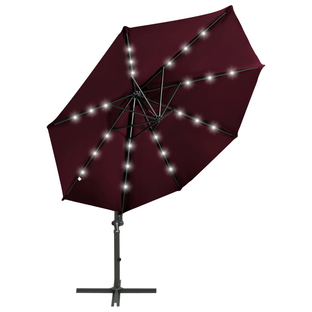 Riippuva aurinkovarjo tangolla ja LED-valoilla viininpu. 300 cm - Sisustajankoti.fi