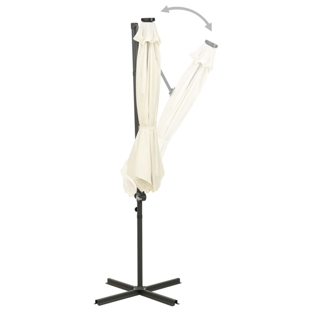 Riippuva aurinkovarjo tangolla ja LED-valoilla hiekka 300 cm - Sisustajankoti.fi