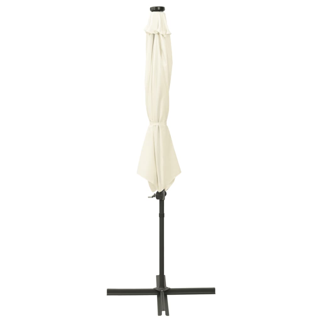 Riippuva aurinkovarjo tangolla ja LED-valoilla hiekka 300 cm - Sisustajankoti.fi