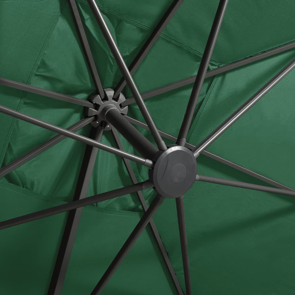 Riippuva aurinkovarjo tangolla ja LED-valoilla vihreä 300 cm - Sisustajankoti.fi