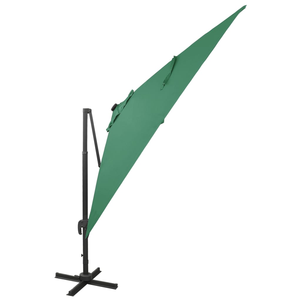 Riippuva aurinkovarjo tangolla ja LED-valoilla vihreä 300 cm - Sisustajankoti.fi