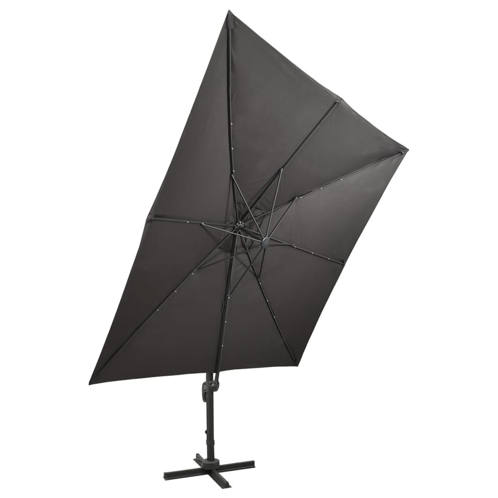 Riippuva aurinkovarjo tangolla ja LED-valoilla antras. 300 cm - Sisustajankoti.fi
