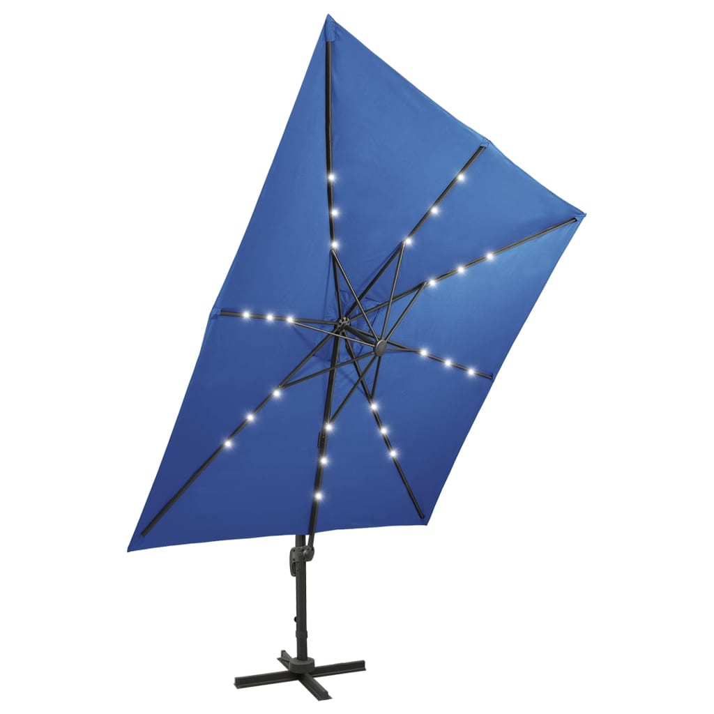 Riippuva aurinkovarjo tangolla ja LED-valoilla taivaans. 300 cm - Sisustajankoti.fi