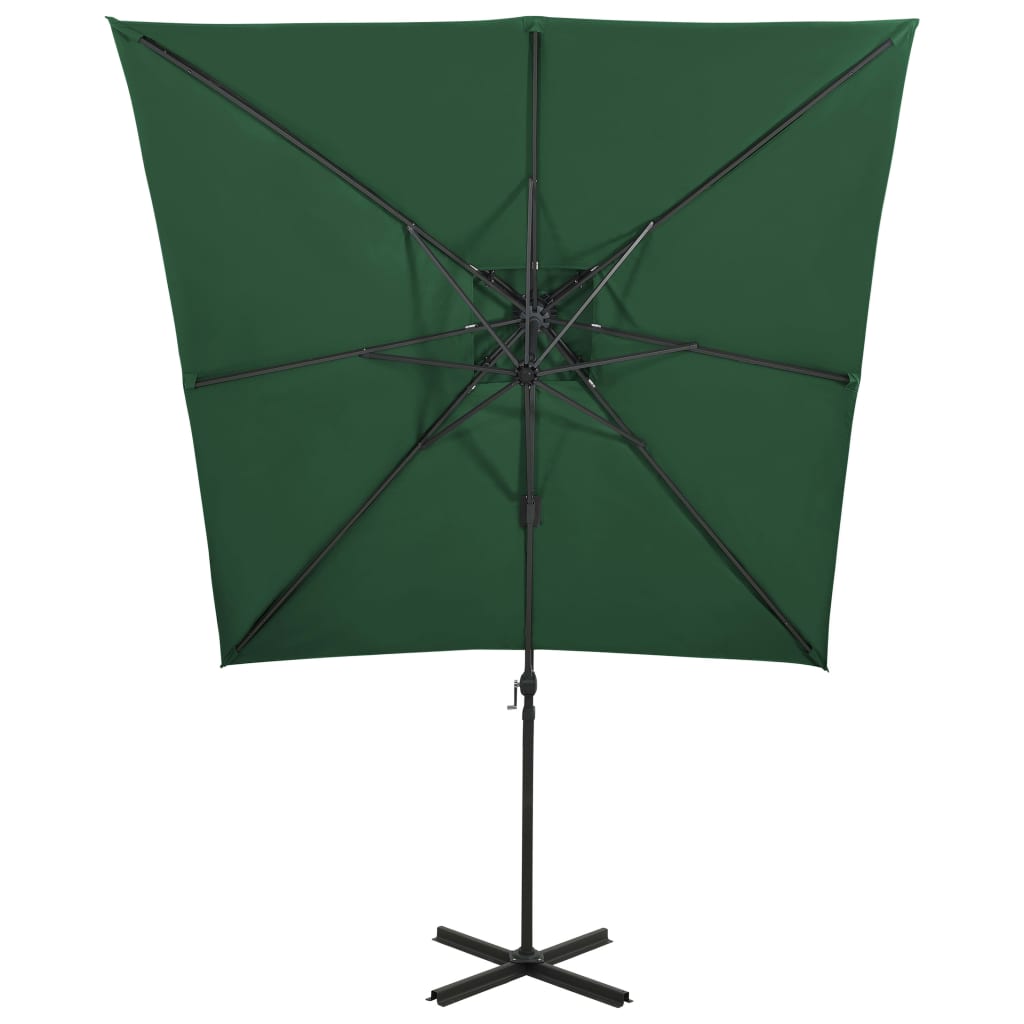 Riippuva aurinkovarjo tuplakatolla 250x250 cm vihreä - Sisustajankoti.fi